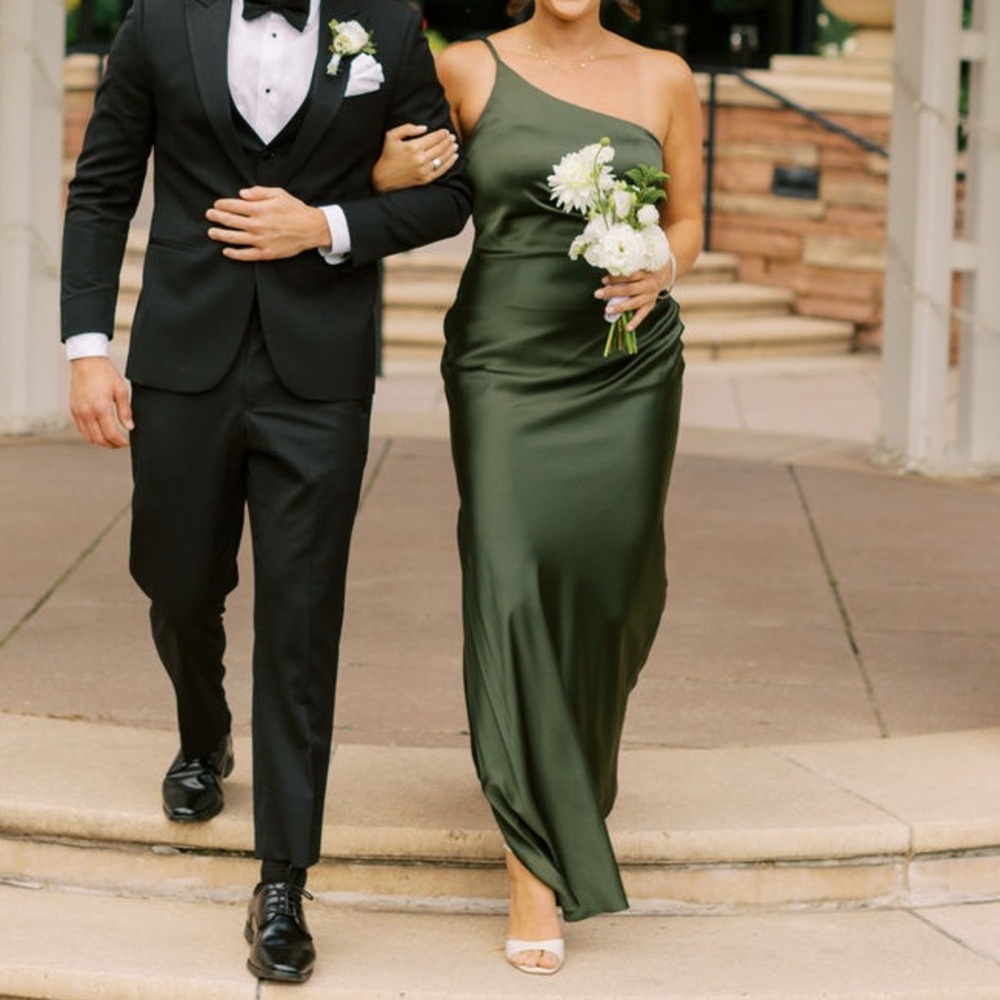 REVELRY Deep Olive Jade Bridesmaid Dress